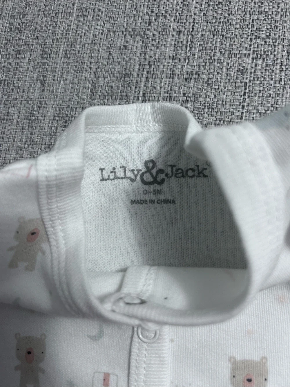 Lilly & Jack Cream 5 Piece Baby Long One Piece, short One Piece,Hat,Mittens 0-3M